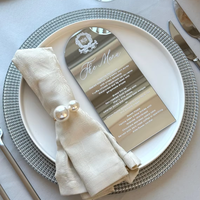 Carte de menu de mariage en acrylique miroir argenté faite à la main, décoration de table rustique de luxe pour la Saint-Valentin
