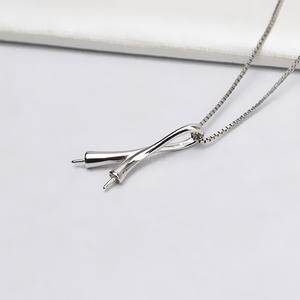 Wenchi S925 Silver Pendant Double Pearl Simple Item 7-9 DIY Accessories Empty <b>Tray</b> <b>Jewelry</b> Findings Components Semi Finished - Product Image 4