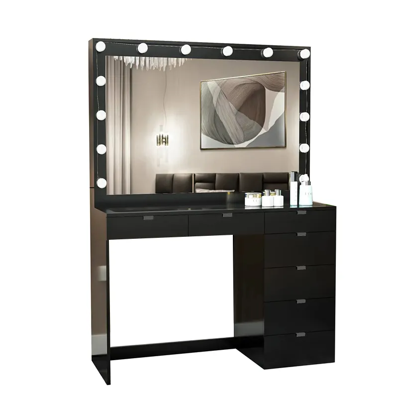 Bedroom Furniture Dressing Table Hollywood Mirror With Led Bulbs Makeup Vanity