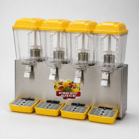 Distributeur de boissons froides commercial 16L x 4, machine à jus multi-saveurs à quatre réservoirs en acier inoxydable pour hôtel et buffet