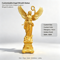 Statue d'ange en résine avec ailes, finition bronze, couleur/taille personnalisée, pour intérieur/extérieur, table/patio/jardin/hôtel, sculpture artistique sur mesure