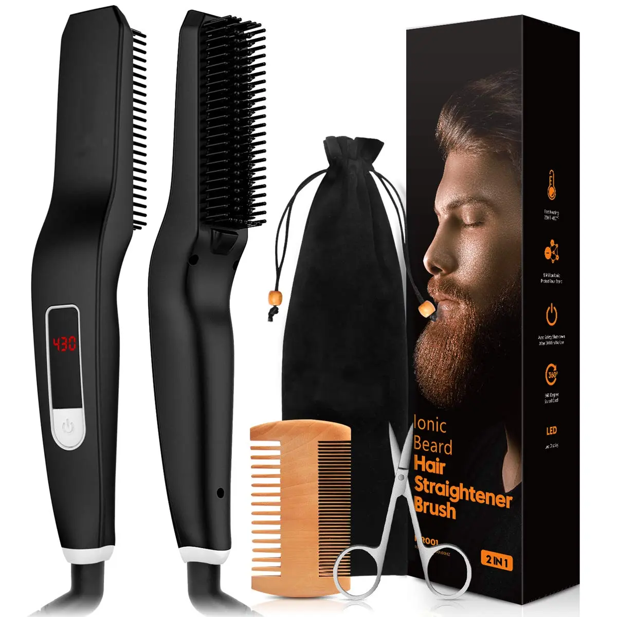 Профессиональный электрический мужской выпрямитель для бороды Выпрямитель волос щипцы для завивки бороды расческа