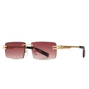 Gafas de Sol Personalizadas con Logotipo, Estilo Vintage 2025, para Hombre y Mujer, de Metal Dorado, Protección UV400, Montura Pequeña, Sin Marco, Cuadradas - Product Image 3