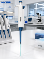 Pipette monocanal ergonomique légère VIKERI 100-1000 µl, manuelle, réglable, en ABS/PP/Silicone, pour laboratoire