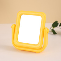 Miroir de maquillage de bureau rotatif carré mignon, miroir de toilette simple double face, petit miroir de table miniature, miroir de beauté