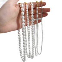 12-4mm Vintage Simple Imitation Perle Perle Chaîne Colliers Femmes Fille Collier Ras Du Cou Clavicule Banquet De Noce Bijoux