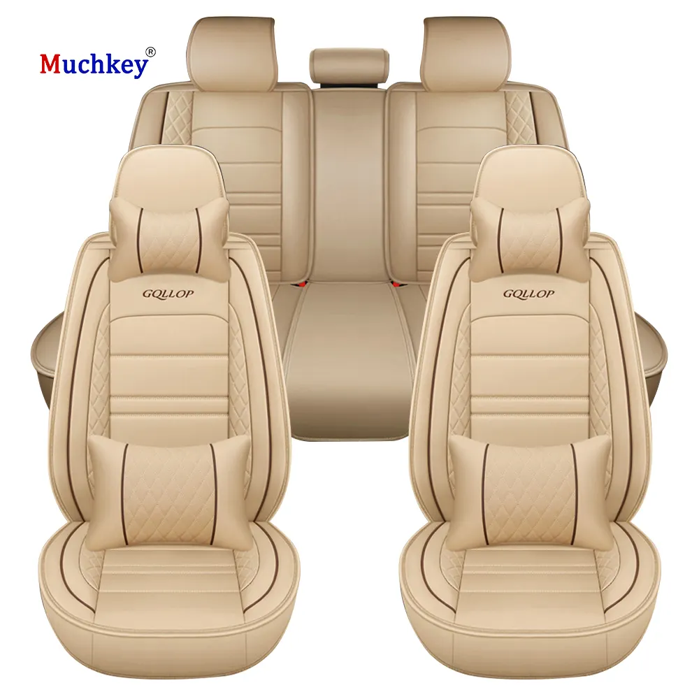 Muchkey Universal Luxury Car Seat Cover Leather Car Headrest Auto Accessories Interior Decoration Cover Car