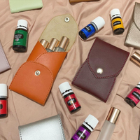 Petite pochette en cuir pour flacon d'huile essentielle, sac de voyage en cuir PU pour flacon de parfum, pochette pour huiles essentielles, rouge à lèvres et baume à lèvres
