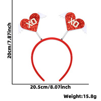 Bandeau en forme de cœur rouge pour la Saint-Valentin, accessoire pour cheveux, décoration de fête de mariage, plume, paillettes, pince à cheveux en plastique