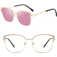 Pink Photochromic Lenses, Metal Eyebrow Sunglasses