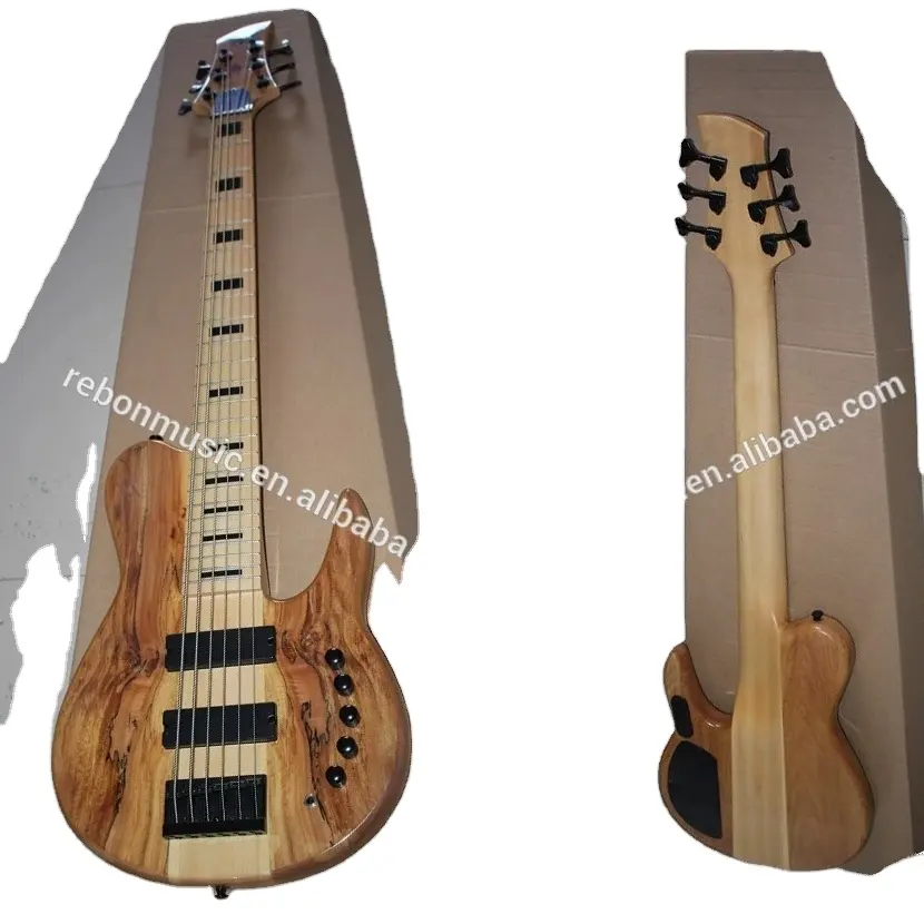 6 string neck durch körper spalted ahorn elektrische bass gitarre