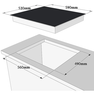 Table de cuisson à induction électrique intégrée de 59 cm, 6800 W, avec 4 zones, commande tactile, plaque vitrocéramique noire, pour appareils de cuisine - Product Image 5