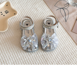 Sandali Antiscivolo per Bambine, Scarpe Estive con Suola Morbida, Decorazioni in Strass e Rete, Sandali con Punta Chiusa per Bambini - Product Image 5