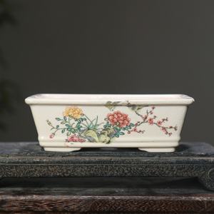 Yixing vaso smaltato fatto a mano Yixing vaso per bonsai rettangolo vaso da disegno a mano - Product Image 4