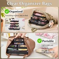 Lot de 4 pochettes et étuis rigides transparents en PET avec fermeture éclair pour le voyage, les couches, les cosmétiques et le rangement de jouets (Noir)