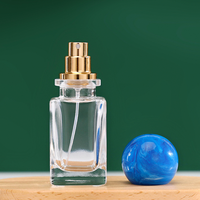 Flacon de parfum personnalisé de 30 ml, vide, luxueux, unique, à fond épais, élégant, carré, vaporisateur, transparent, rechargeable, en verre
