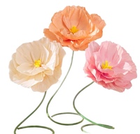 Fleurs en papier de pavot artisanales de grande taille pour l'approvisionnement transfrontalier, style moderne, pour mariage, fête des Mères, Nouvel An, écologiques et durables