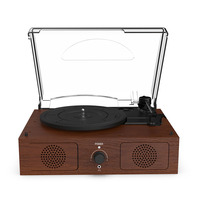 Boombox rotatif stéréo avec prise jack Line-In, lecteur de vinyle USB, lecteur de cassette, vinyle professionnel, matériau en bois, portable, intégré