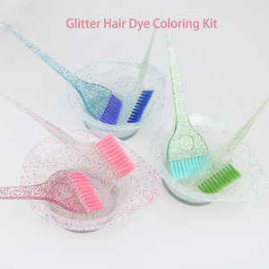 Tùy Chỉnh Logo Salon Màu Hồng Nhựa Glitter Tóc Nhuộm Màu Kit Trộn Bát Tinting Nylon Brush Comb Bowl Set Màu Tóc Công Cụ - Product Image 1