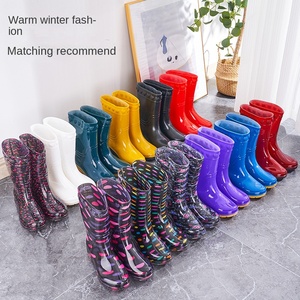 QF1 PVC-Gummistiefel Gumbots Gartenhandschuhe Dämpfende Mittelhohe Unisex Allwetter Wasserdichte Schutzausrüstung Welly Händler - Product Image 1