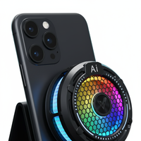 Refroidisseur de téléphone gaming F47 en ABS avec contrôle de température IA, éclairage RGB, affichage numérique et clip portable