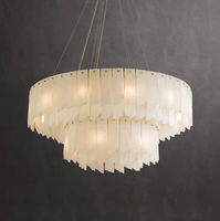 Lustre LED blanc en fer avec abat-jour en marbre d'alabâtre, style nordique moderne, simple, réglable en hauteur, pour salon et salle à manger