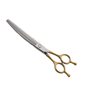 Tijeras para el cuidado de perros YONGHE CHENG con mango dorado de acero 440C japonés, profesional, con dientes curvos - Product Image 1