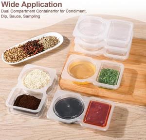 Contenant à collation et condiments réutilisable à double compartiment avec couvercle <span class=keywords><strong>pour</strong></span> sauce chili à la <span class=keywords><strong>vinaigrette</strong></span> et ingrédients à emporter - Product Image 5