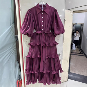 Nouvelle jupe plissée trapèze printemps 26, jupe bouffante grande taille pour femme, vêtement en polyester couleur unie, passe-partout - Product Image 3