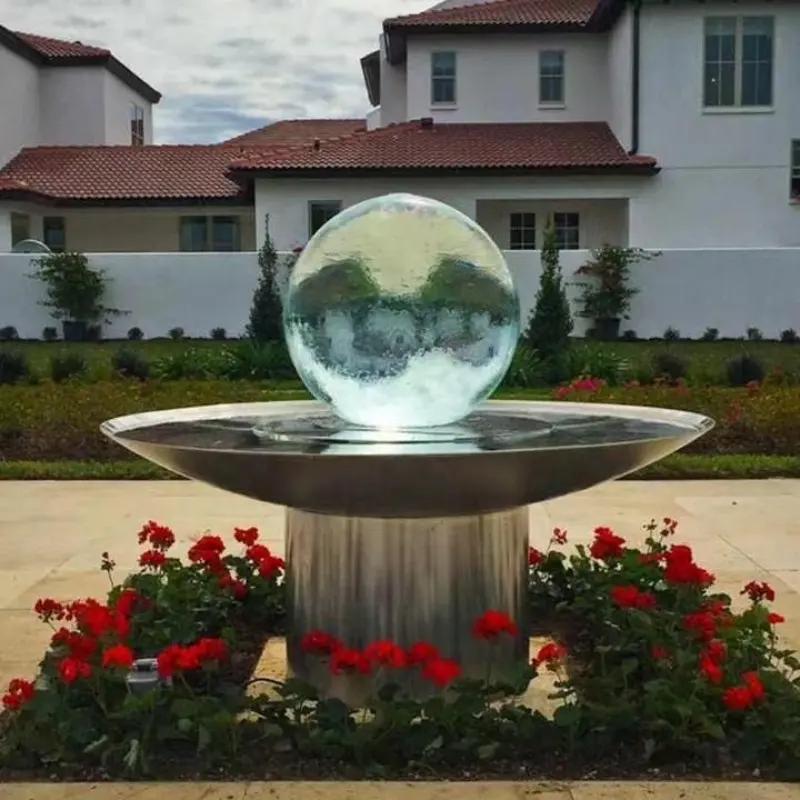 ボール付きステンレス鋼ミラー金属彫刻中庭装飾屋外カスタマイズサイズ球噴水
