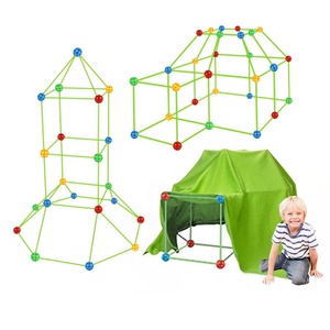 Kit de Construction de Fort pour Enfants : <span class=keywords><strong>Tente</strong></span> de Jeu Intérieure DIY 3D avec Bâtons et Balles - Product Image 1