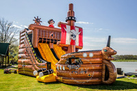 Tobogán Acuático Inflable Comercial con Forma de Barco Pirata, Parque Infantil al Aire Libre para Niños, Toboganes Acuáticos Grandes en Venta