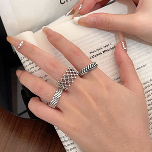 Sterling Silver S925 Korean Style Geometric Cross <b>Open</b> <b>Ring</b> For Women Fashion Minimalist Retro Design - Product Image 1