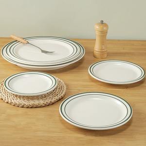 Green Rim Round <span class=keywords><strong>Restaurante</strong></span> Platos Juegos Vajilla Platos modernos Para <span class=keywords><strong>restaurante</strong></span> Platos de melamina irrompibles - Product Image 4
