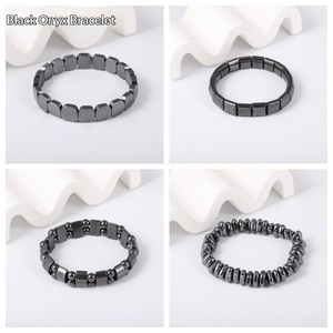Bracciale all'ingrosso in ematite nera naturale, bracciale con perline in pietra energetica magnetica, fornitura per gioielli fai da te - Product Image 2