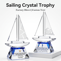 Trophée Voilier en Cristal K9 Haut de Gamme, Grande Surface de Gravure, Nouveau Design, Cérémonie Annuelle, Récompense pour la Reconnaissance des Employés - Vente Chaude