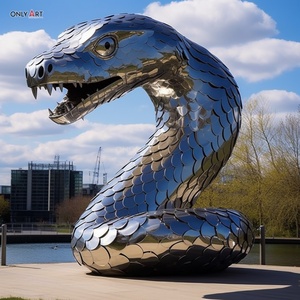 Personalizado al aire libre gran decoración de jardín espejo de Metal pulido artesanía Animal <span class=keywords><strong>Python</strong></span> escultura de acero inoxidable estatua de serpiente pitón - Product Image 2
