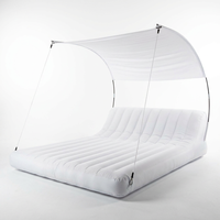 Chaise longue flottante amphibie gonflable 2 en 1 avec auvent pare-soleil pour la terre et l'eau, idéale pour les vacances en famille au lac, sur le yacht ou à la plage