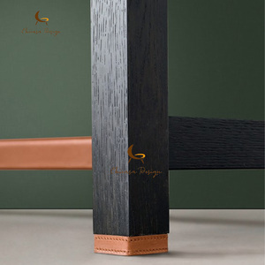 Solid Wood Leather Ergonomic Luxury Modern Minimalist Executive <b>Desk</b> Simple Rectangular Italian Style Home Living <b>Room</b> Computer - Product Image 2