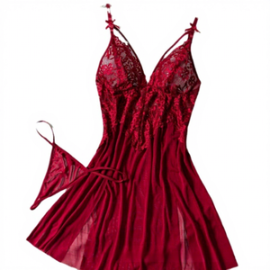 Lencería transparente de talla grande para mujer, camisón sexy tipo babydoll con tirantes finos, ropa de dormir de malla, uniforme de tentación, camisón erótico. - Product Image 5