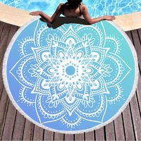 Vente en gros de serviette de plage Mandala bohème serviette de pique-nique de voyage couverture impression personnalisée serviette de plage ronde avec glands
