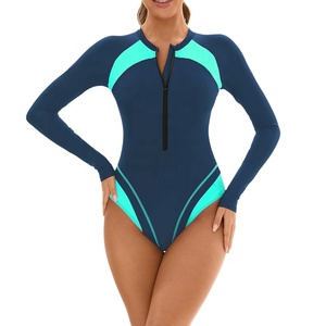Traje de baño de manga larga para mujer, traje de baño de una pieza, leotardo, traje de baño para surf, fiestas en la piscina, vacaciones de verano, buceo - Product Image 4