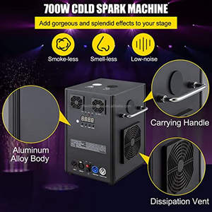Vente en gros 700W DMX Machine à effets de scène Feux d'artifice à étincelle froide Photomaton pour mariages Fêtes 360 Machine à cierges en métal - Product Image 6