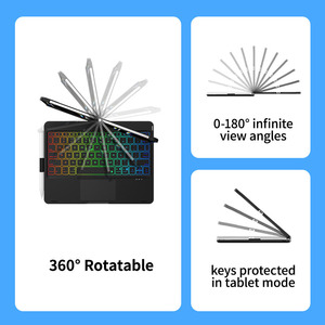 Teclado inalámbrico para iPad Pro 11 pulgadas Funda de segunda generación-Panel táctil giratorio de 360 ° y retroiluminación de 7 Colores y portalápices-Negro - Product Image 5