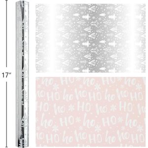 Christmas <b>Wrapping</b> <b>Paper</b> Roll 17in X 33ft Silver Tree Snowflake Reversible Design For Holiday Gift <b>Wrapping</b> - Product Image 4