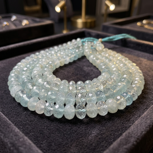 Perles facettées rondes en aquamarine naturelle, 11 mm, pierre précieuse bleue, brin de 8 pouces de long - Product Image 3