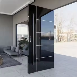 Porte extérieure moderne de luxe de conception italienne, antivol, en acier inoxydable, sécurité, entrée en verre pivotante, villa en bois, devant, extérieur - Product Image 5