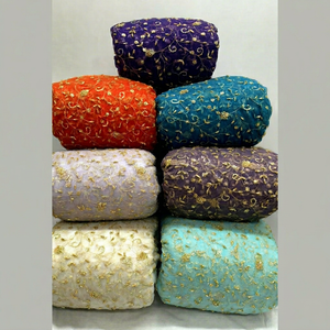 Broderie filet premium avec perles ton sur ton, 55 GSM, largeur 44 pouces, pour créateurs, idéale pour robes, kurtis, lehengas, etc. - Product Image 1