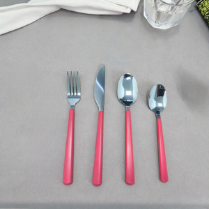 430 thép không gỉ <span class=keywords><strong>Flatware</strong></span> Set với đầy màu sắc ABS nhựa xử lý dao kéo cho bữa ăn tối bít tết món tráng miệng Pasta Mì bên ngã ba - Product Image 3