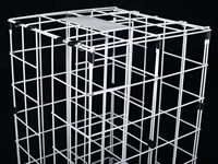 Chariot de rangement robuste en treillis métallique blanc sur roues pour ballons de sport (basketball, football, volley-ball)